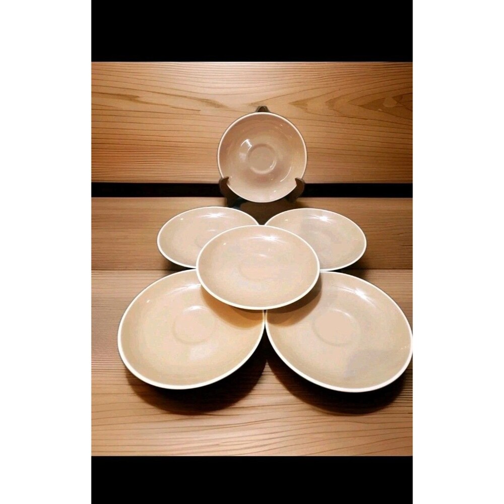 Harkerware Springtime Pink Tan Plates Saucers 6.5" Small Bread 6Pc Set Vtg